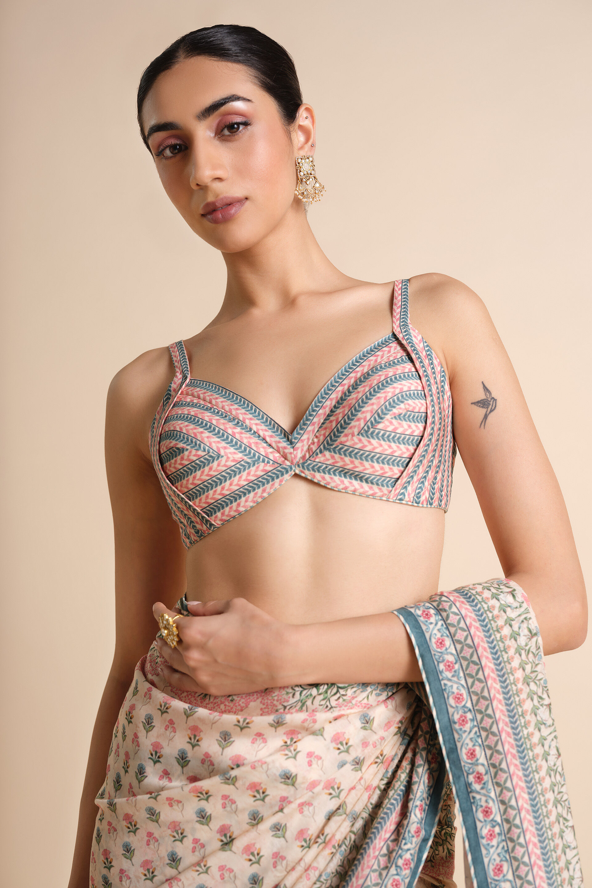 Desna Printed Silk Saree - Beige, Beige, image 10